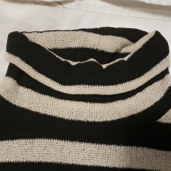 Striped Black and Cream Turtleneck Sweater - Picture 2 of 7